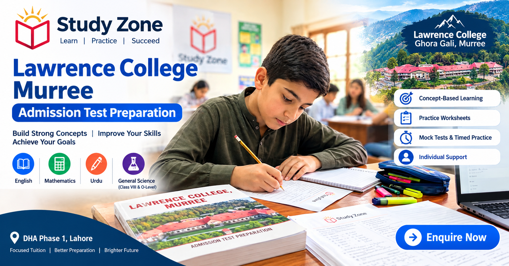 Lawrence College Murree admission test preparation at Study Zone